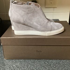 Paolo Women's Perforated Wedge Sneakers - Light Gray